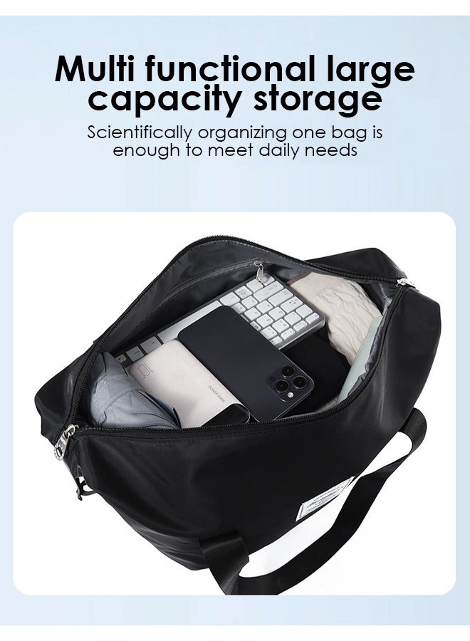 DUNISO Foldable Luggage Bag Double Layer Expandable Suitcases Large Capacity Dry Wet Separation Duffle Bag With Detachable Wheels - Image 3