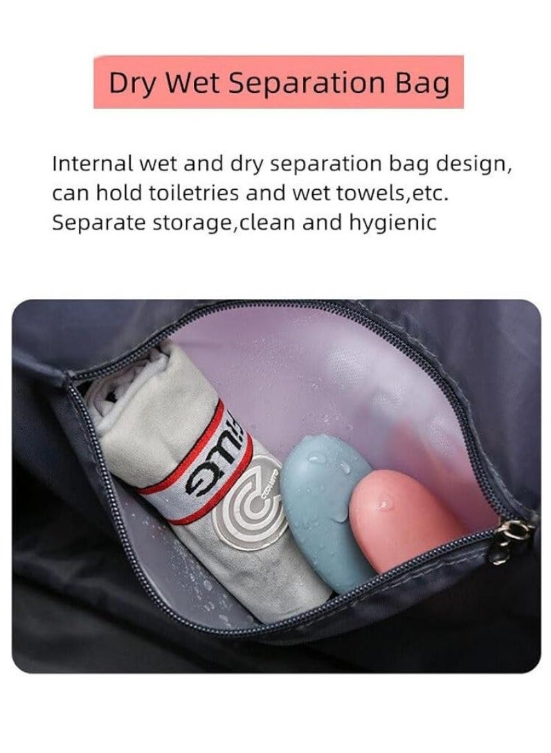 DUNISO Foldable Luggage Bag Double Layer Expandable Suitcases Large Capacity Dry Wet Separation Duffle Bag With Detachable Wheels - Image 5