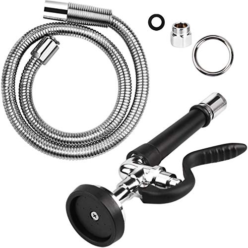 COOLWEST Pre-Rinse Hose with Spray Valve 44 Inch Flexible Stainless Hose with Sprayer Nozzle Head Replacement Kit for Commercial Kitchen Sink Faucet(Free Brass Adapter to Connect Add-on Swivel Spout) - Image 4
