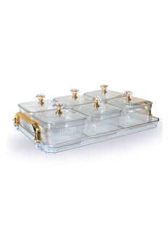Feelings FEELINGS Luxury Snacks Fruit Tray with Double Handle, Clear 6 Bowl, 30cm x 21cm  - Image 1