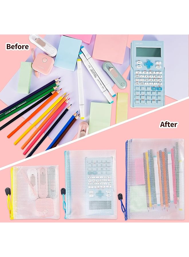 erorex 24Pcs Mesh Zipper Pouch Bags 8 Sizes Zipper Pouches For Organization Waterproof Clear Travel Pouches File Bag With Zipper For Office Supplies  - Image 5