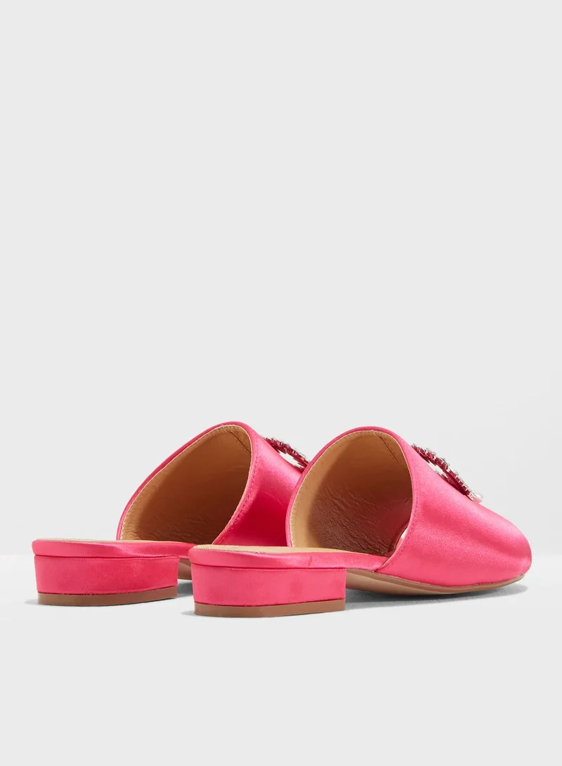 PUBLIC DESIRE Snob Silver Buckle Detail Slides