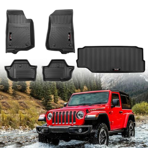 Yonugli for 2018-2025 2026 Jeep Wrangler JL 2 Door Custom Floor Mats & Cargo Trunk Liner Accessories All Weather TPE Rubber Protection Mat (for 2018-2026 Jeep Wrangler JL 2 Door) - Image 1
