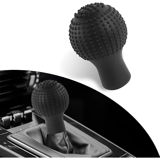 rayihni Silicone Gear Sleeve Universal Car Gear Sleeve Silicone Round Concave Convex Massage Particle Shift Knob Cover Anti Slip and Wearresistant 2PCS Black - Image 1