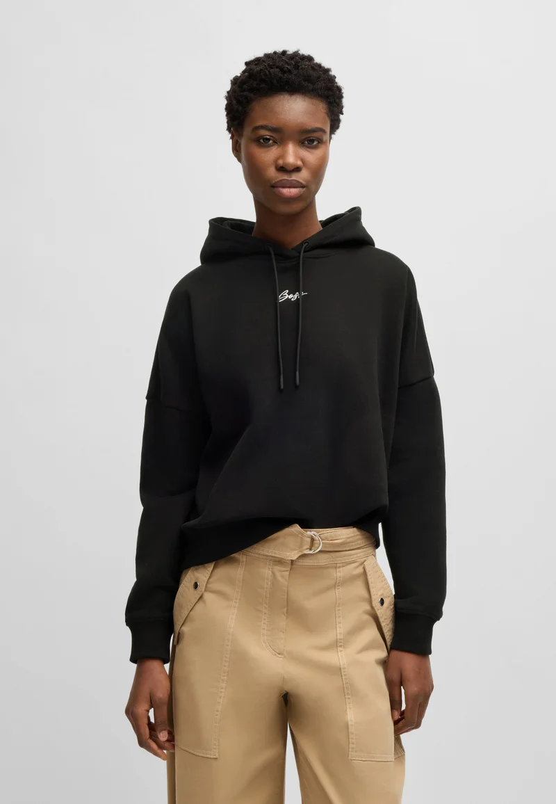 BOSS Oversized-fit hoodie in cotton terry with handwritten logo
