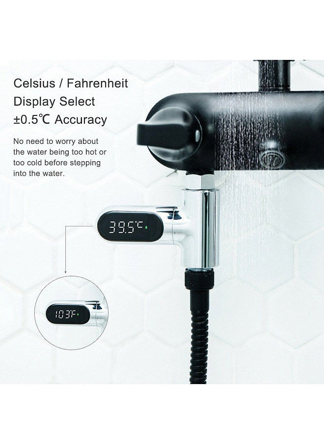 LED Display Water Meter Digital Shower Thermometer Bath Temperature Monitor Water-temperature Measuring Instrument with 5~85℃ Range ℃/℉ High Accuracy Shower Bathroom Accessory
