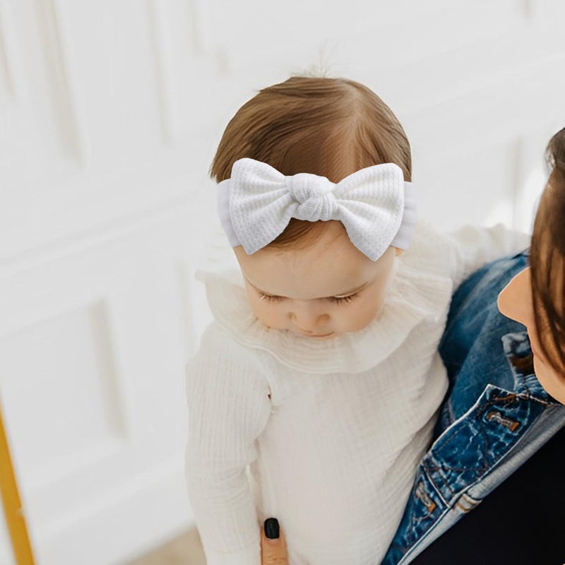 YanJie Baby Girl Headbands Bows Soft Handmade Newborn Bows Headbands for Girls Headwrap Hair Accessories for Infant Toddler Black White Pink Curcuma - Image 2