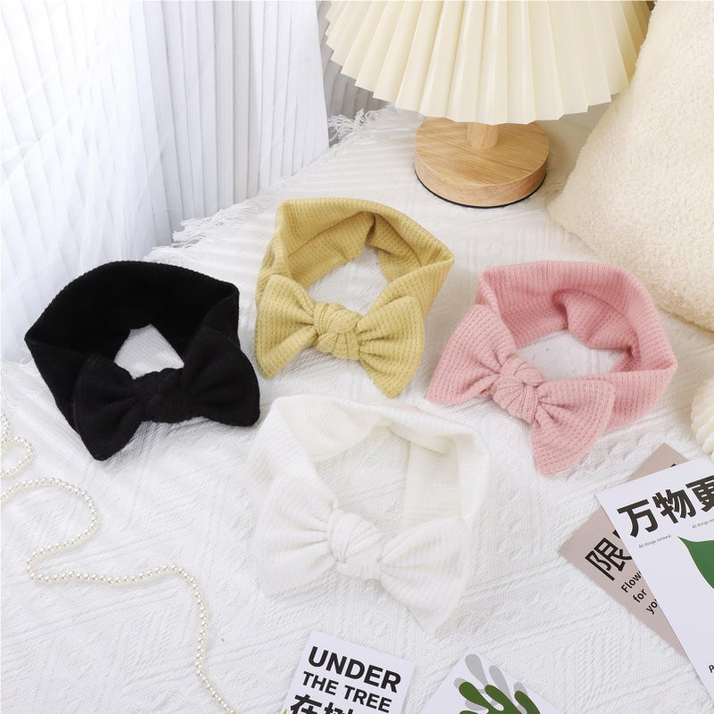 YanJie Baby Girl Headbands Bows Soft Handmade Newborn Bows Headbands for Girls Headwrap Hair Accessories for Infant Toddler Black White Pink Curcuma - Image 5