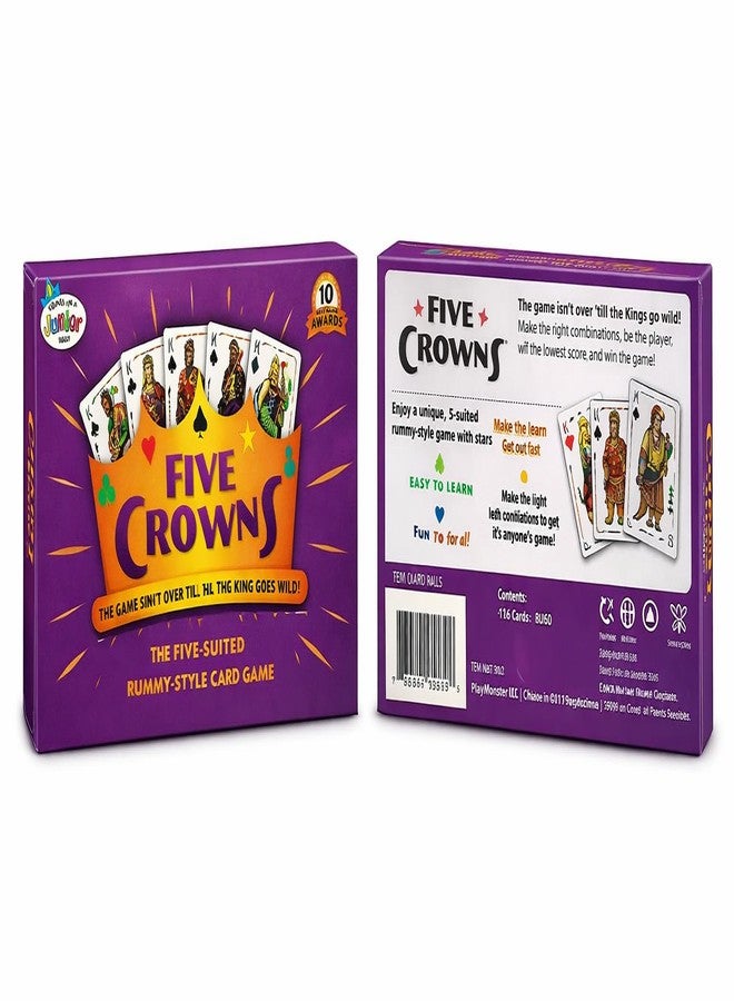 NVF لعبة الورق NVF® Five Crowns | لعبة استراتيجية مناسبة للعائلة على غرار لعبة الرومي، تتضمن 5 أنواع من الأوراق: البستوني، والسباتي، والقلوب، والماس، والنجوم | لعبة حفلات ممتعة للأطفال والكبار | 3 لاعبين فأكثر - Image 3