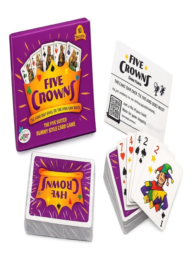 NVF لعبة الورق NVF® Five Crowns | لعبة استراتيجية مناسبة للعائلة على غرار لعبة الرومي، تتضمن 5 أنواع من الأوراق: البستوني، والسباتي، والقلوب، والماس، والنجوم | لعبة حفلات ممتعة للأطفال والكبار | 3 لاعبين فأكثر - Image 1