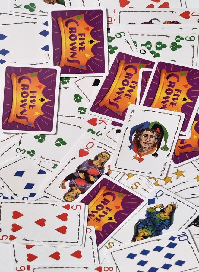 NVF لعبة الورق NVF® Five Crowns | لعبة استراتيجية مناسبة للعائلة على غرار لعبة الرومي، تتضمن 5 أنواع من الأوراق: البستوني، والسباتي، والقلوب، والماس، والنجوم | لعبة حفلات ممتعة للأطفال والكبار | 3 لاعبين فأكثر - Image 2