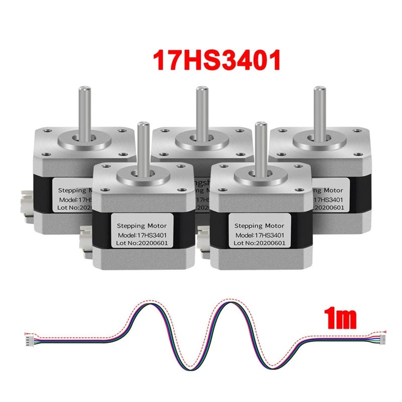 محرك خطوي Nema 17 17HS3401S 3 قطع لطارد الطابعة ثلاثية الأبعاد 12 فولت 24 فولت 4 أسلاك - Image 3