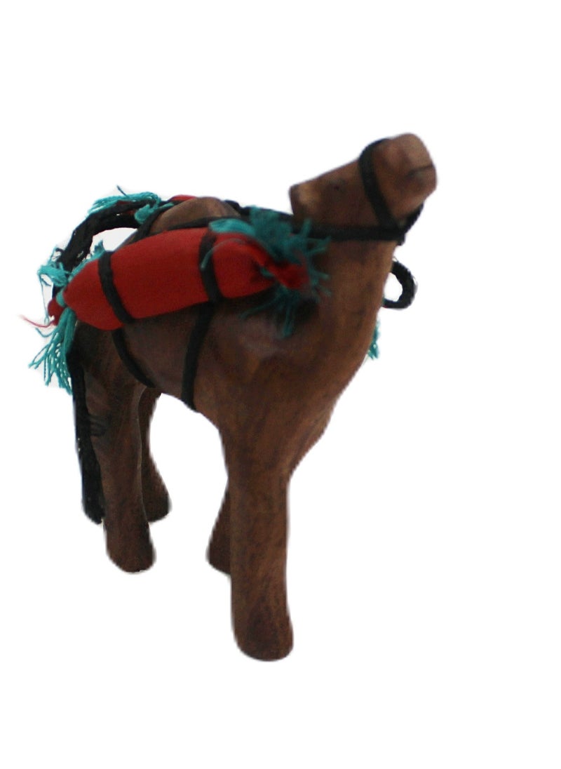 Antique Museum Wooden Handcrafted Camel Figurine Desert Elegance in Miniature With Cloth Bag  - Image 1