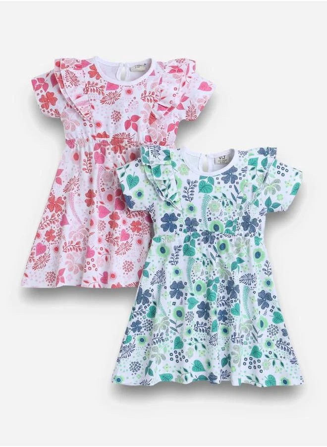 victor and jane Victor and Jane - All-Over Printed Ruffle Dress (Pack of 2)