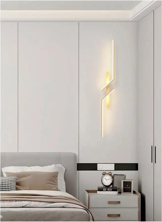 Sumkyle （Gold, 100CM-R，Three color temperatures）Modern Creative Strip Led Wall Lamp Minimalist Bedroom Bedside Wall Sconce Led Lights Living Room TV Sofa Background Wall Lamp - Image 2