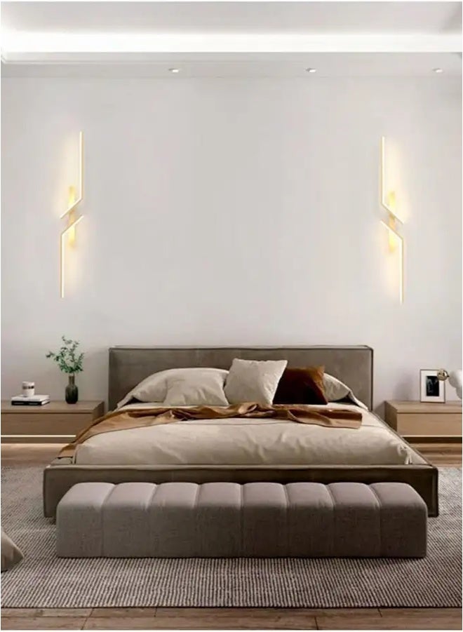 Sumkyle （Gold, 100CM-R，Three color temperatures）Modern Creative Strip Led Wall Lamp Minimalist Bedroom Bedside Wall Sconce Led Lights Living Room TV Sofa Background Wall Lamp - Image 5