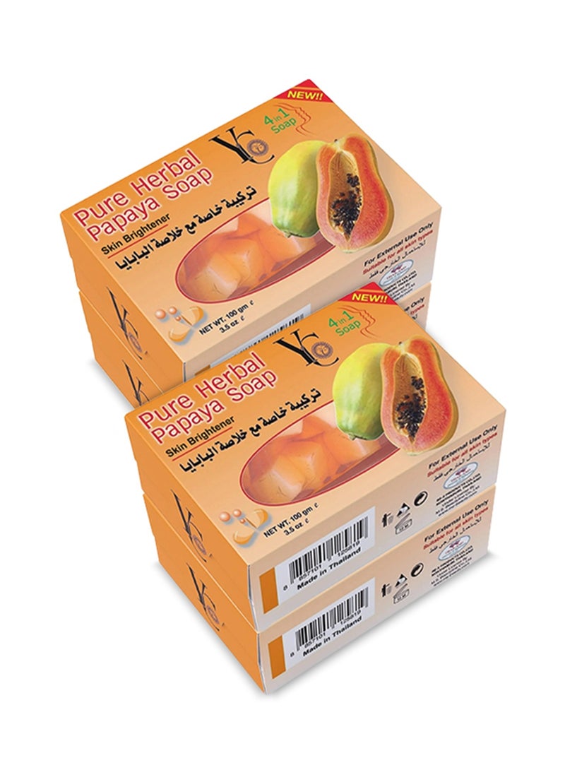 واي سي صابون البابايا العشبي النقي (4 في 1) 100 جم - 4 قطعة