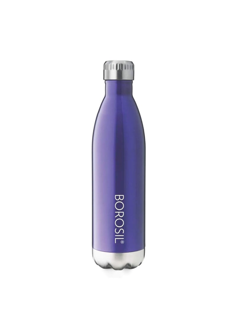 BOROSIL Borosil Hydra Bolt Trans Blue 500 ml Stainless Steel Water Bottle | Double Wall Vacuum Insulated Flask | 24 Hours Hot and Cold | Bottle for Office, Gym, School  - Image 1