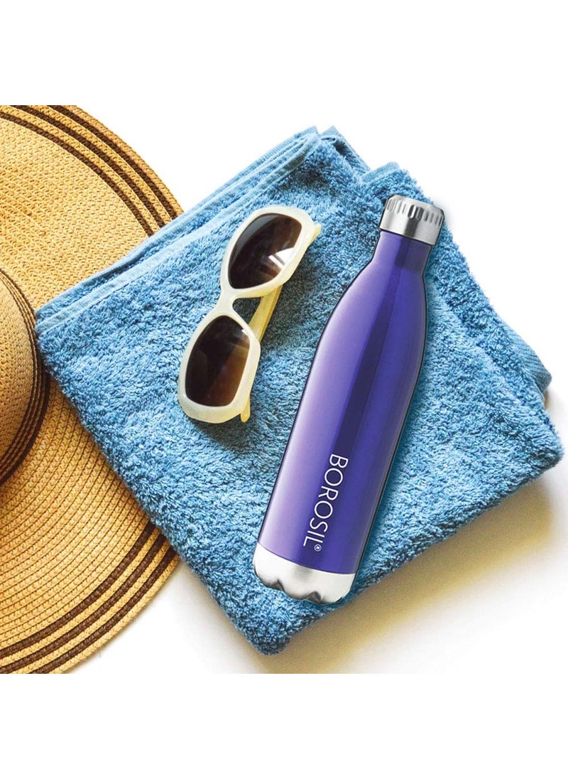 BOROSIL Borosil Hydra Bolt Trans Blue 500 ml Stainless Steel Water Bottle | Double Wall Vacuum Insulated Flask | 24 Hours Hot and Cold | Bottle for Office, Gym, School  - Image 2