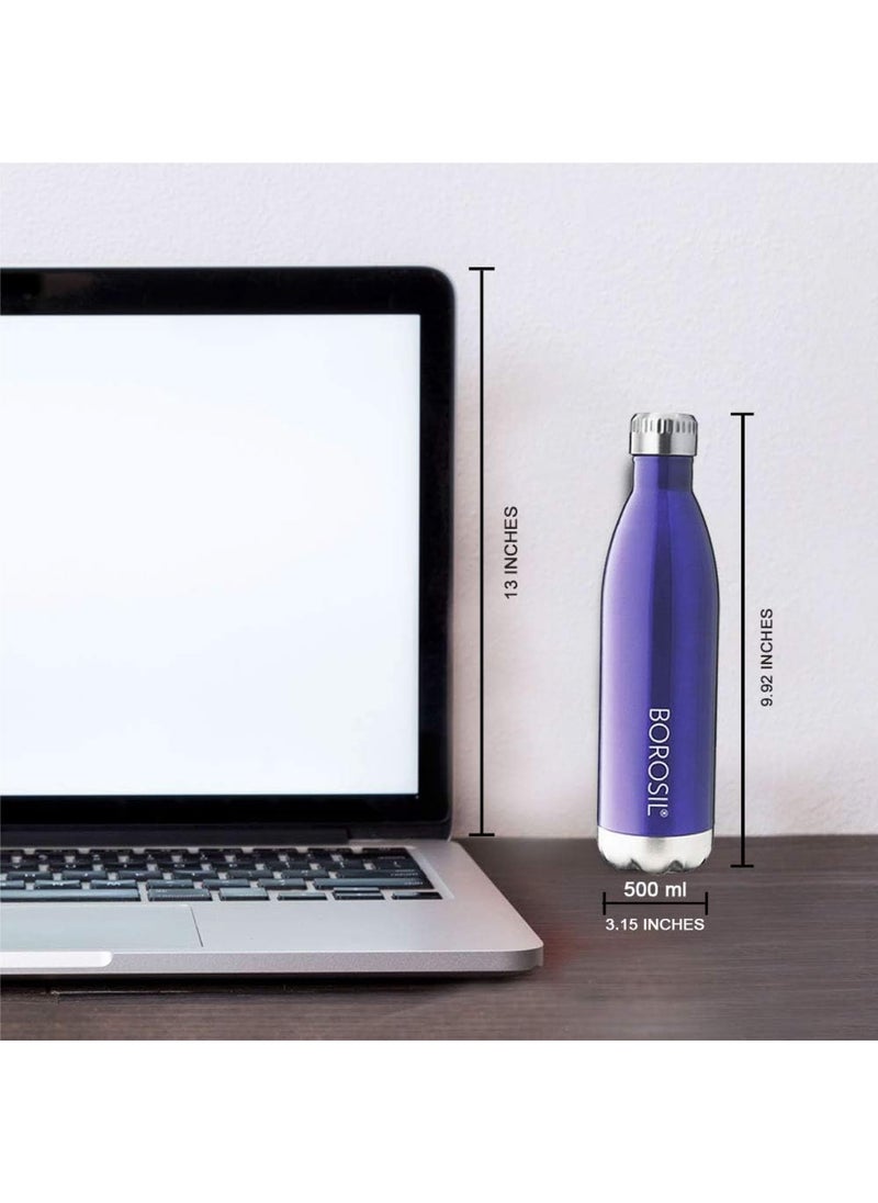 BOROSIL Borosil Hydra Bolt Trans Blue 500 ml Stainless Steel Water Bottle | Double Wall Vacuum Insulated Flask | 24 Hours Hot and Cold | Bottle for Office, Gym, School  - Image 5