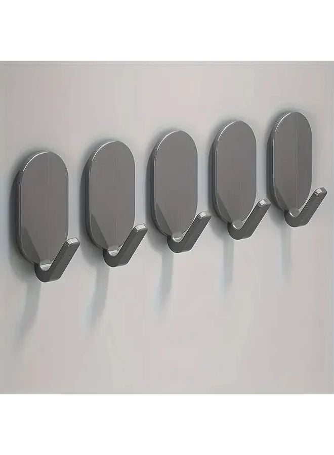 5 Black Heavy Duty Adhesive Hooks No Drilling Wall Mounted Towel Hanger - Image 5