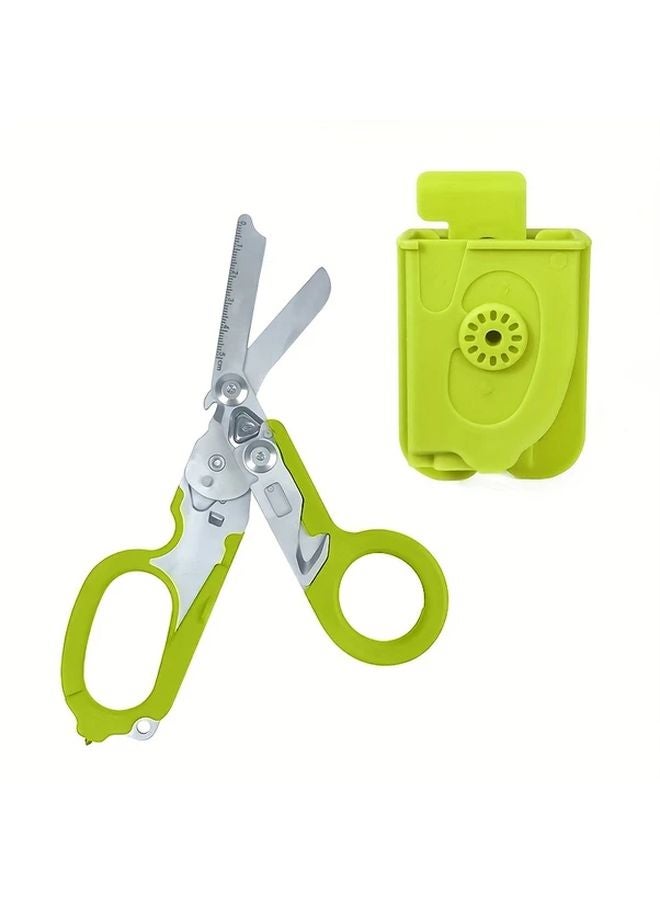 Green Heavy Duty Stainless Steel Folding Trauma Shears Emergency Rescue Scissors - Image 1