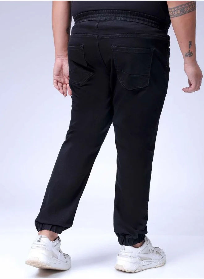 هاردسودا Men Plus Size Slim Fit Solid Mid-Rise Stretchable Denim Joggers