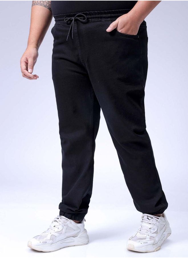 HARDSODA Men Plus Size Slim Fit Solid Mid-Rise Stretchable Denim Joggers  - Image 3