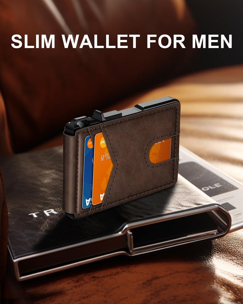 ZALVEX Wallet for Men, Mens Minimalist Wallet 9-13 Cards, Slim Compact Wallet with Money Clip & ID Window, RFID Blocking Smart Pop Up Card Wallet, Metal Aluminum Credit Card Holder Bifold Wallet - Image 2