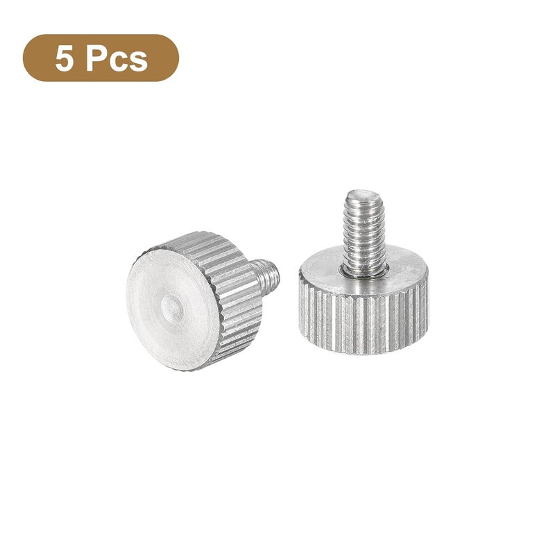 uxcell M4x8mm Knurled Thumb Screws, 5pcs 304 Stainless Steel Flat Knurled Head Fully Threaded Thumb Screws Bolts Grip Knobs Fasteners - Image 3