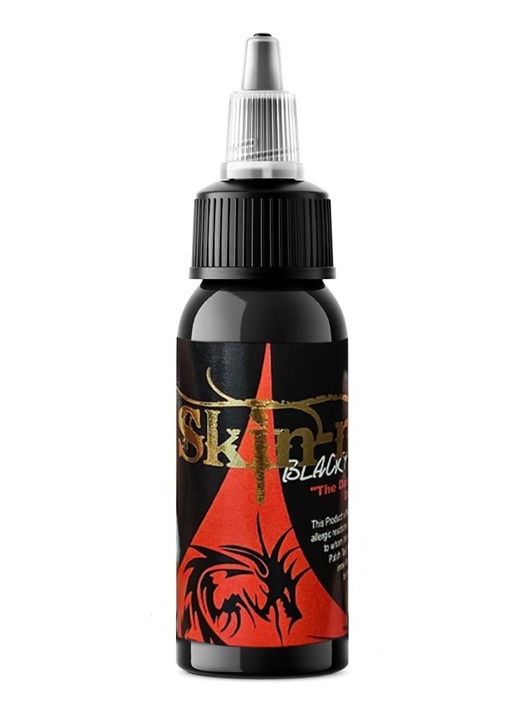 تاتو جيزمو سكين-إنك 1 أونصة صبغة احترافية سوداء سوداء للتخطيط والتظليل والمزج بين حبر الوشم - Image 1