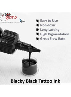 Tattoo Gizmo Skin- Ink 1oz Blacky Black Professional Pigment for Outlining, Shading, & Blending Tattoo Ink  - Image 3