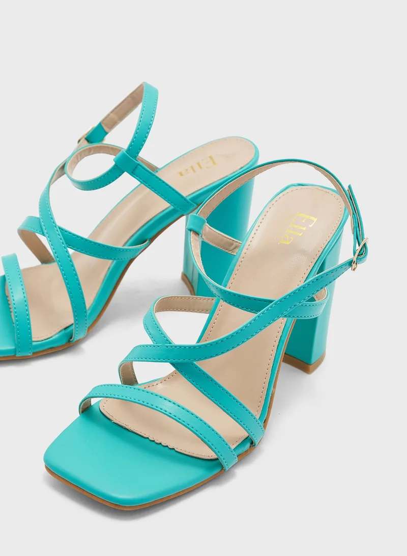 ELLA Ankle Strap Sandal With Front Cross Detail
