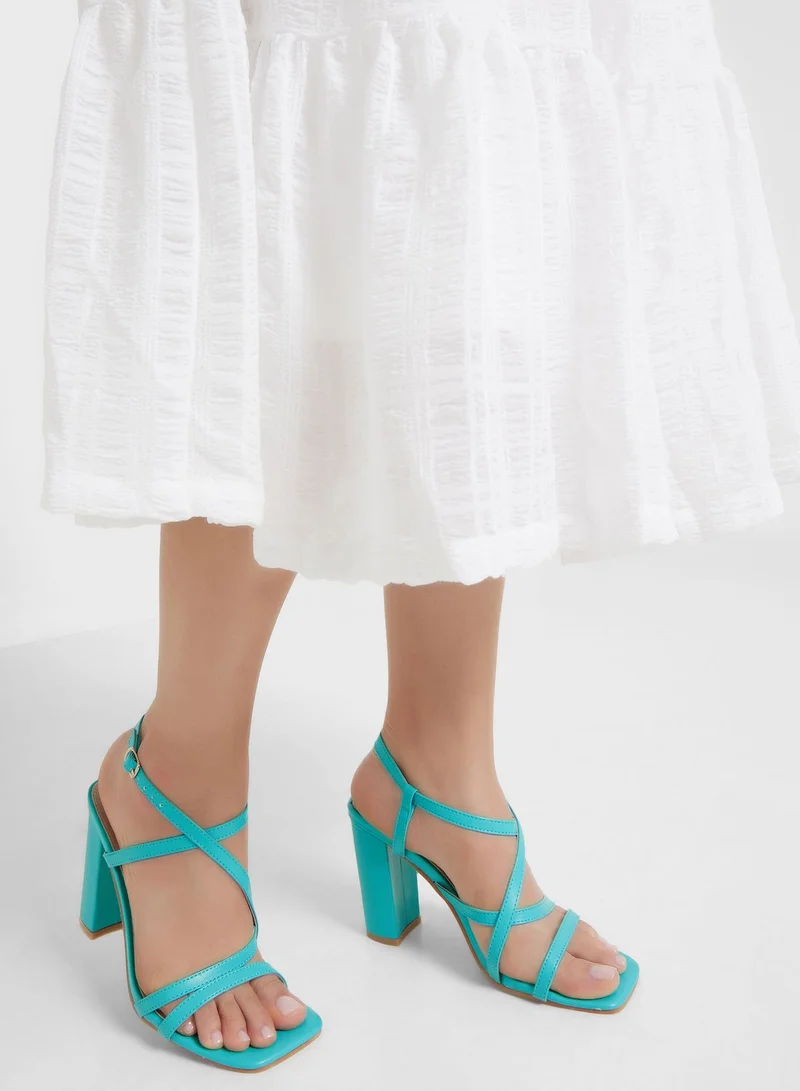 ELLA Ankle Strap Sandal With Front Cross Detail
