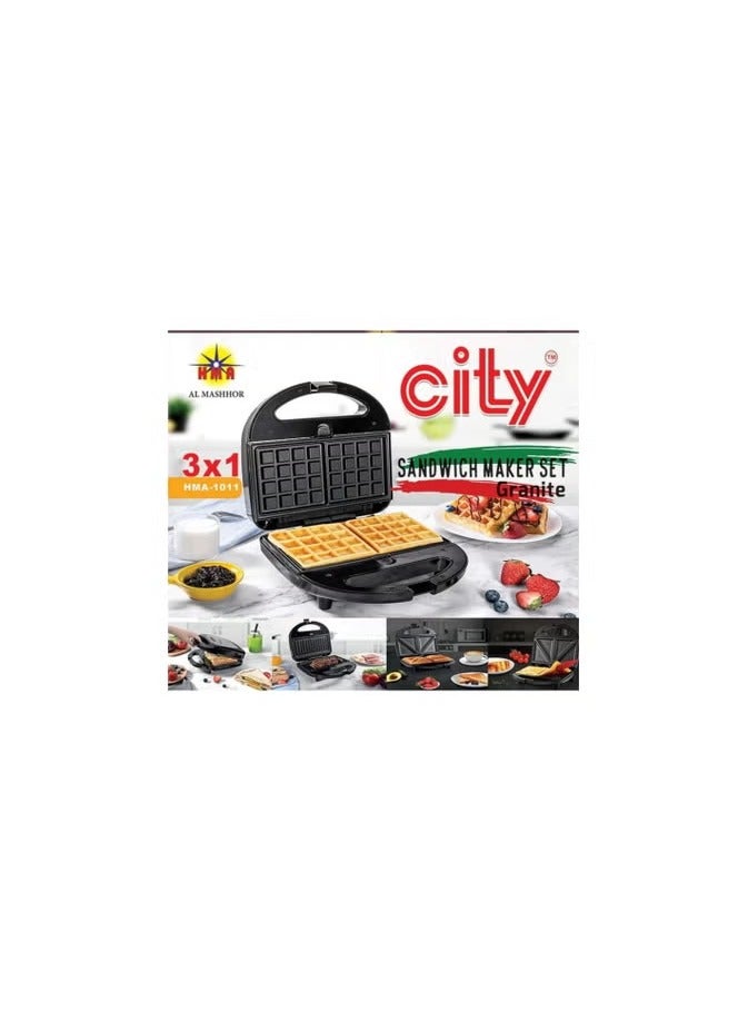 City 3 in 1 multifunctional sandwich maker 750 watt - Image 1