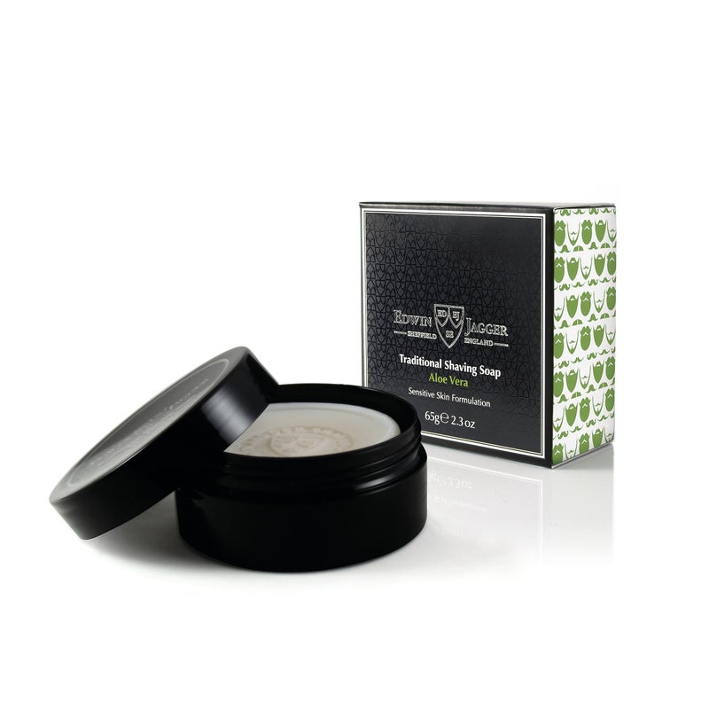 Edwin Jagger SSAVT Aloe Vera 99.9% Natural Traditional Shaving Soap 65g Travel Tub - Image 1