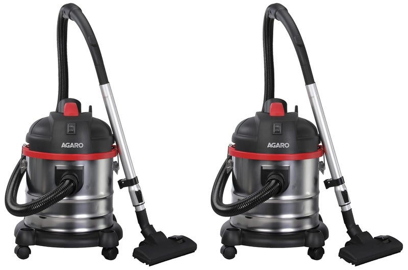 AGARO AGARO Ace WetDry Vacuum Cleaner1600 Watts215 Kpa Suction Power21 litres Tank Capacityfor Home UseBlower FunctionWashable 3L Dust BagStainless Steel BodyBlackRedSteel 21 LiterHEPA  - Image 1