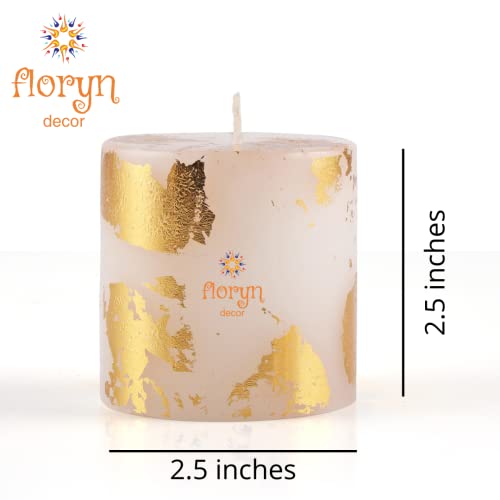 Floryn Decor Metallic Pillar Candles - Set of 4 Unscented Gold Dust Colour - 2.5 x 2.5 inches | Weddings, Home Decoration, Relaxation, Spa - Image 5