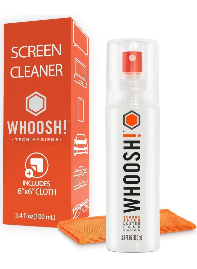 WHOOSH! Screen Cleaner Spray and Wipe - 3.4 fl oz with Microfiber Cloth - Travel Size Electronic Cleaner - Image 1
