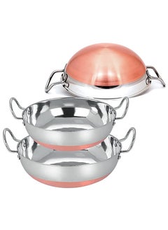 BLACKSTONE Copper Base Stainless Steel Kadai with Handles 25Cm  - Image 4