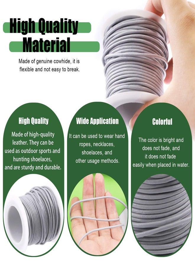 Keadic 11 Yards Round Leather String Cord, Natural Rawhide Rope for Shoelaces Bracelets Necklaces Pendent Jewelry Making and Art Crafts (2MM, Light Gray) - Image 5