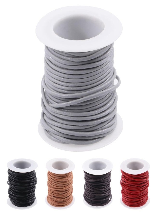 Keadic 11 Yards Round Leather String Cord, Natural Rawhide Rope for Shoelaces Bracelets Necklaces Pendent Jewelry Making and Art Crafts (2MM, Light Gray) - Image 1