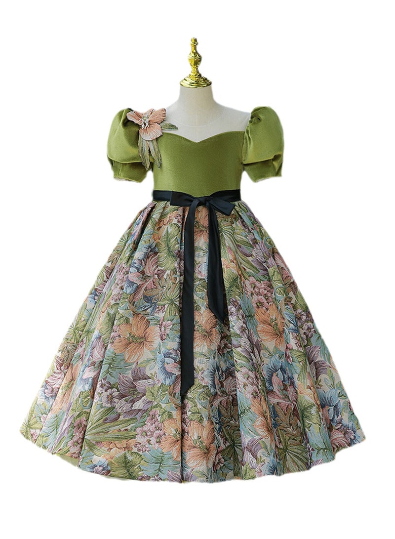 Children's dress flower girl princess dress girl model catwalk little girl host piano performance costume - Image 1
