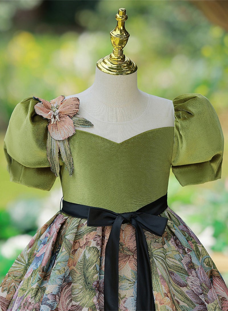 Children's dress flower girl princess dress girl model catwalk little girl host piano performance costume - Image 3