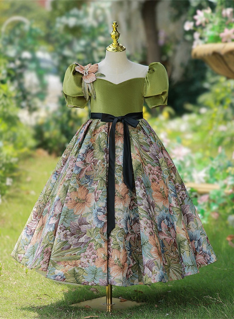 Children's dress flower girl princess dress girl model catwalk little girl host piano performance costume - Image 5