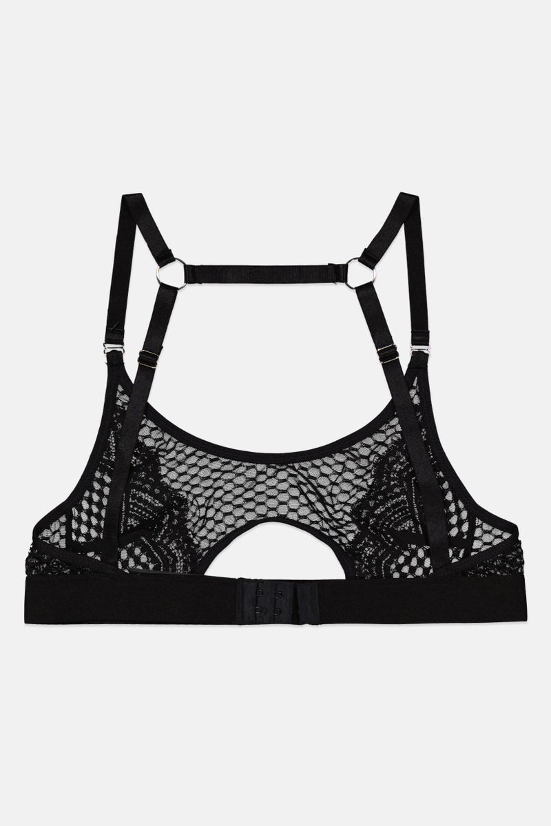 hunkemoller Hunkemoller x Duckie Thot Women Non Padded  Duckie Fishnet Bra, Black  - Image 2