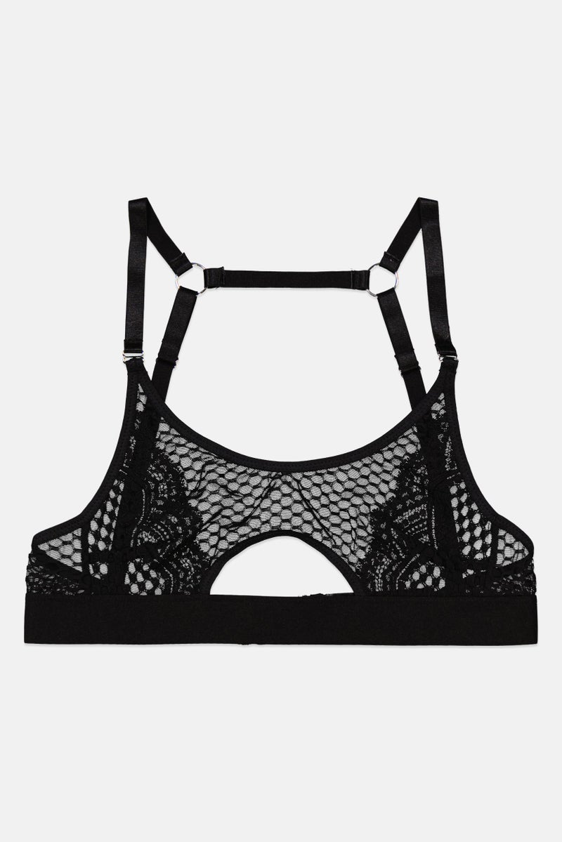 hunkemoller Hunkemoller x Duckie Thot Women Non Padded  Duckie Fishnet Bra, Black  - Image 1