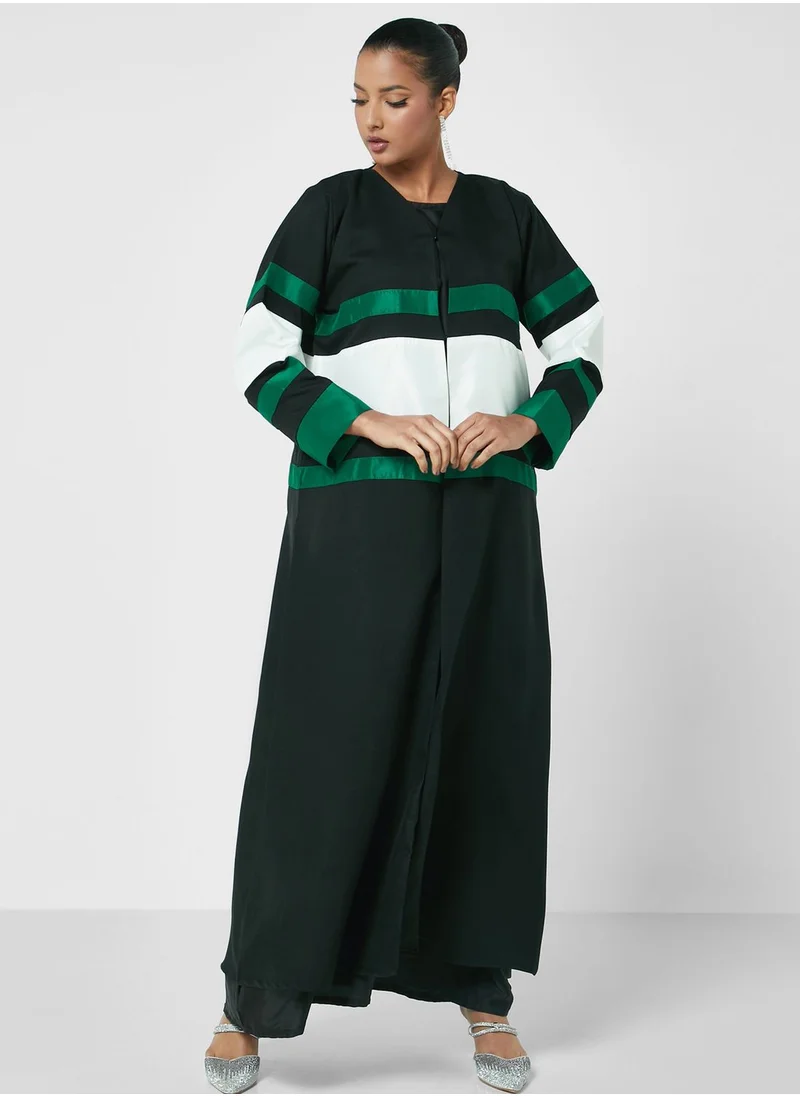 آرا Color Block Knitted  Abaya