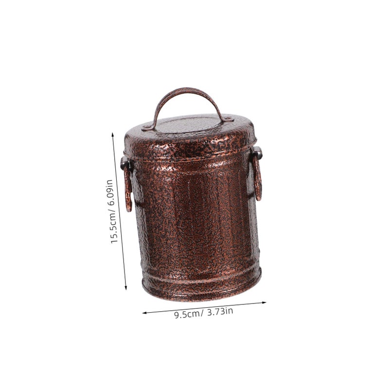 Retro Galvanized Iron Ashtray With Lid Portable Metal Bucket For Indoor Outdoor Home Car - Image 3