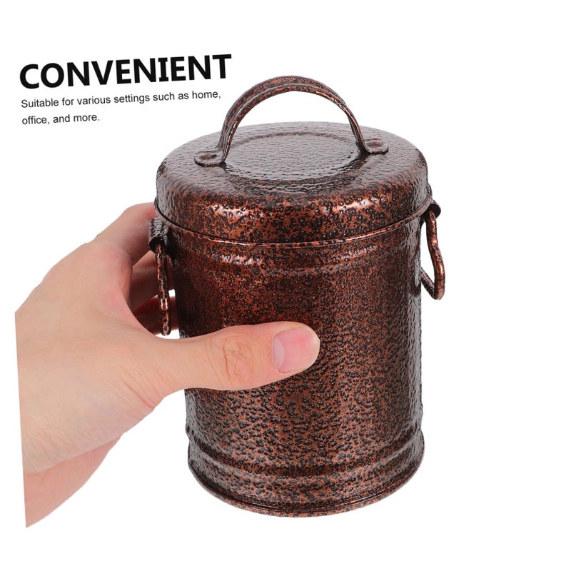 Retro Galvanized Iron Ashtray With Lid Portable Metal Bucket For Indoor Outdoor Home Car - Image 5